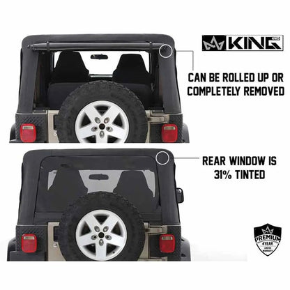 King 4WD Replacement Soft Top With Upper Doors - Black Diamond - TJ by King 4WD