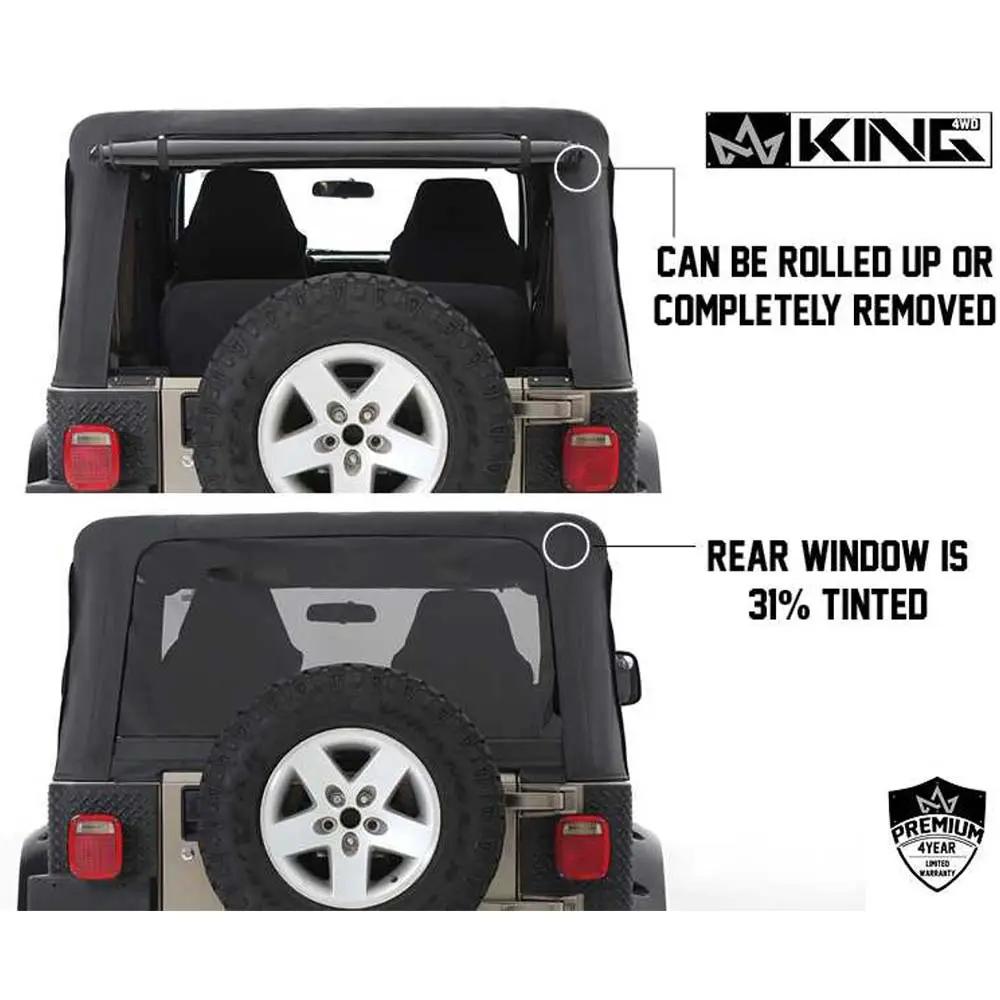 King 4WD Replacement Soft Top Without Upper Doors - Black Diamond - TJ by King 4WD