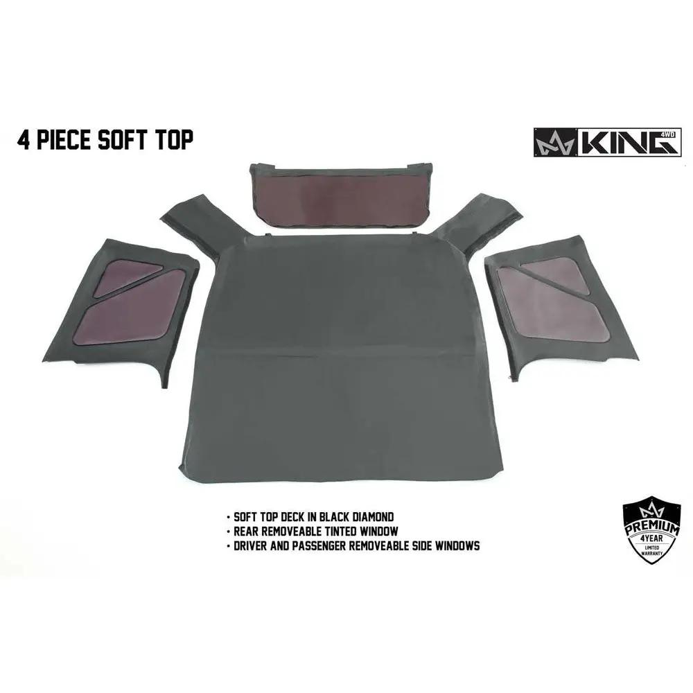 King 4WD Replacement Soft Top Without Upper Doors - Black Diamond - TJ by King 4WD