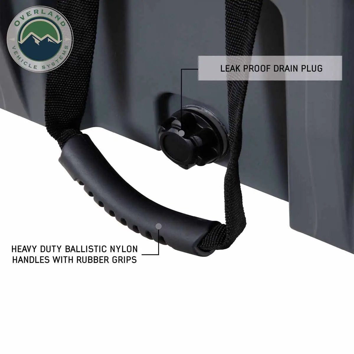 OVS D.B.S. - Dark Grey 95 QT Dry Box with Wheels, Drain, and Bottle Opener by OVS