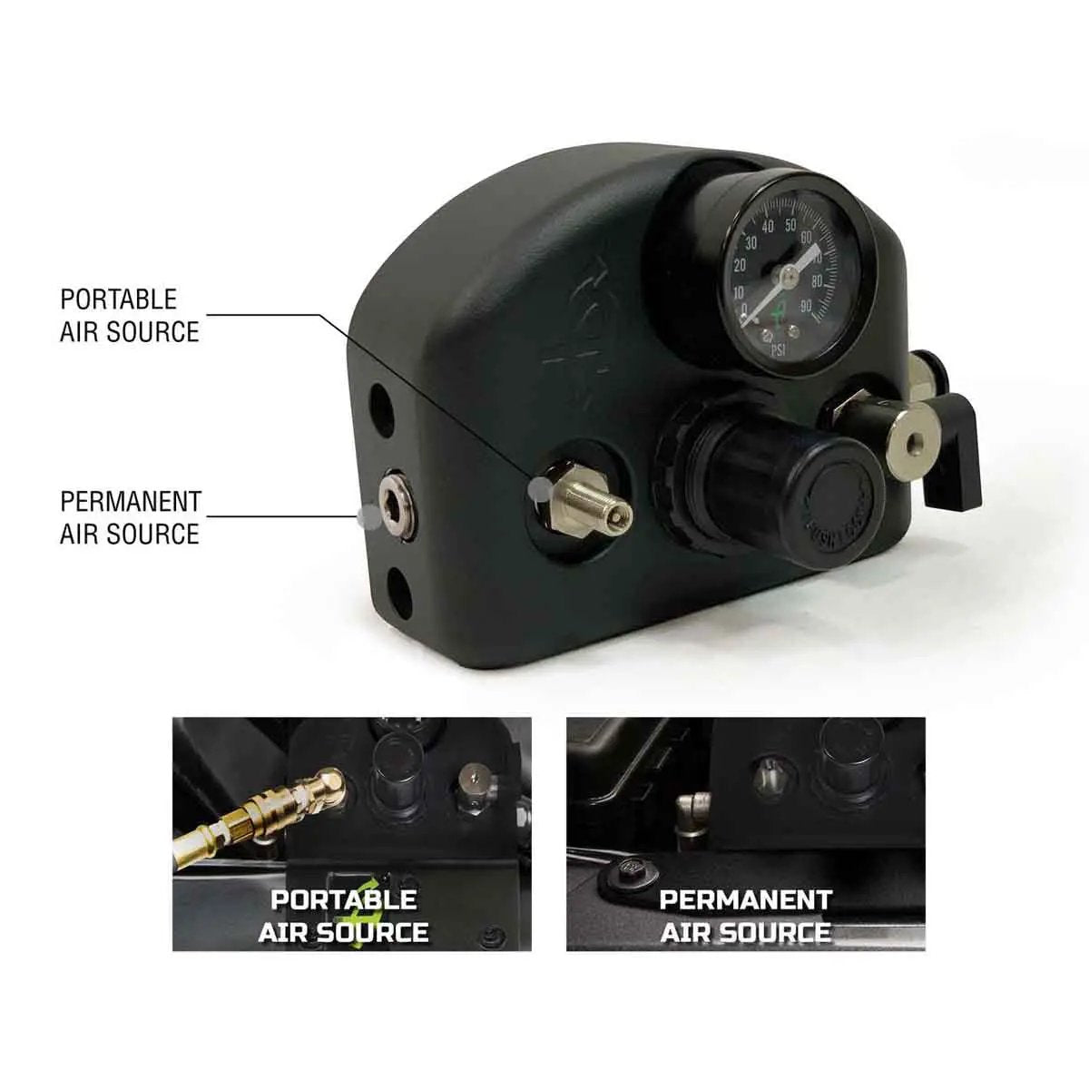 UDA 4 Tire Inflation System - Engine Mount With Box, Fittings, Hoses & Storage Bag - Black by UDA