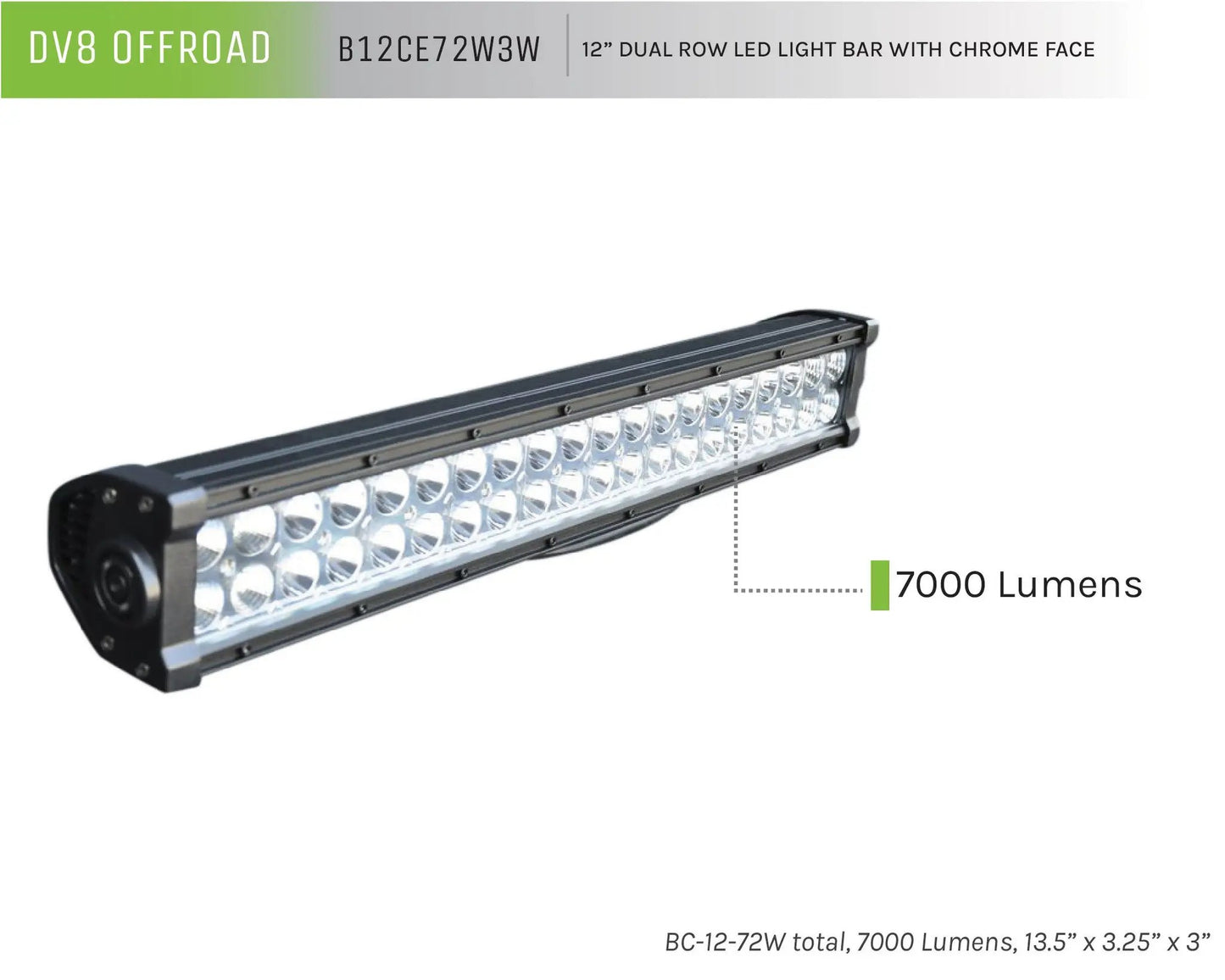 DV8 Offroad 12 in. Dual Row LED Light Bar; Chrome Face by DV8 Offroad