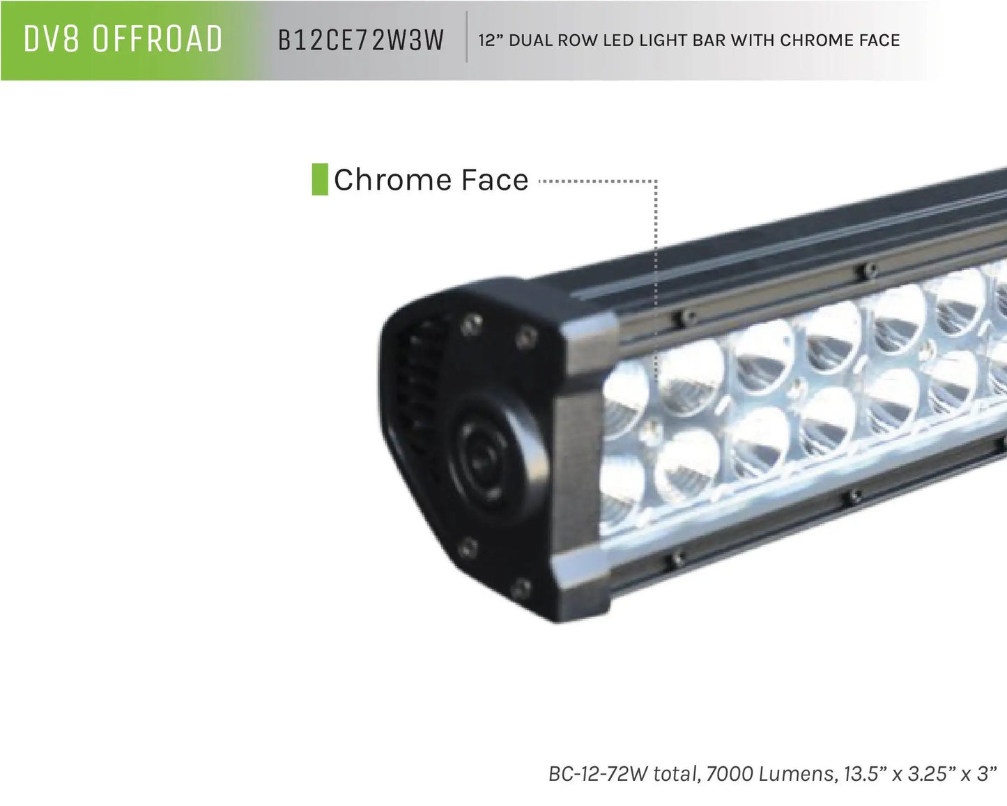 DV8 Offroad 12 in. Dual Row LED Light Bar; Chrome Face by DV8 Offroad