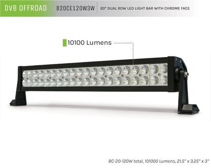 DV8 Offroad 20 in. Dual Row LED Light Bar; Chrome Face by DV8 Offroad