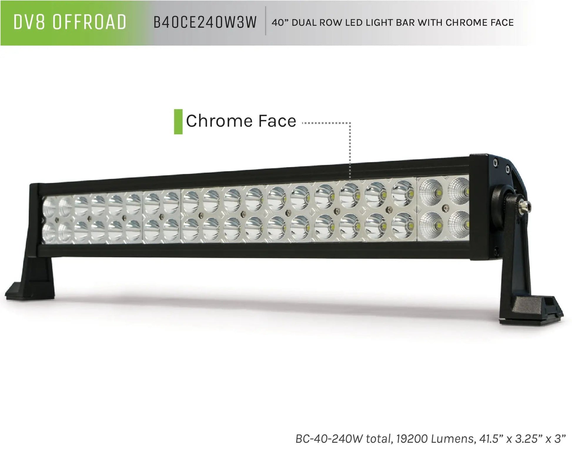 DV8 Offroad 40 in. Dual Row LED Light Bar; Chrome Face by DV8 Offroad