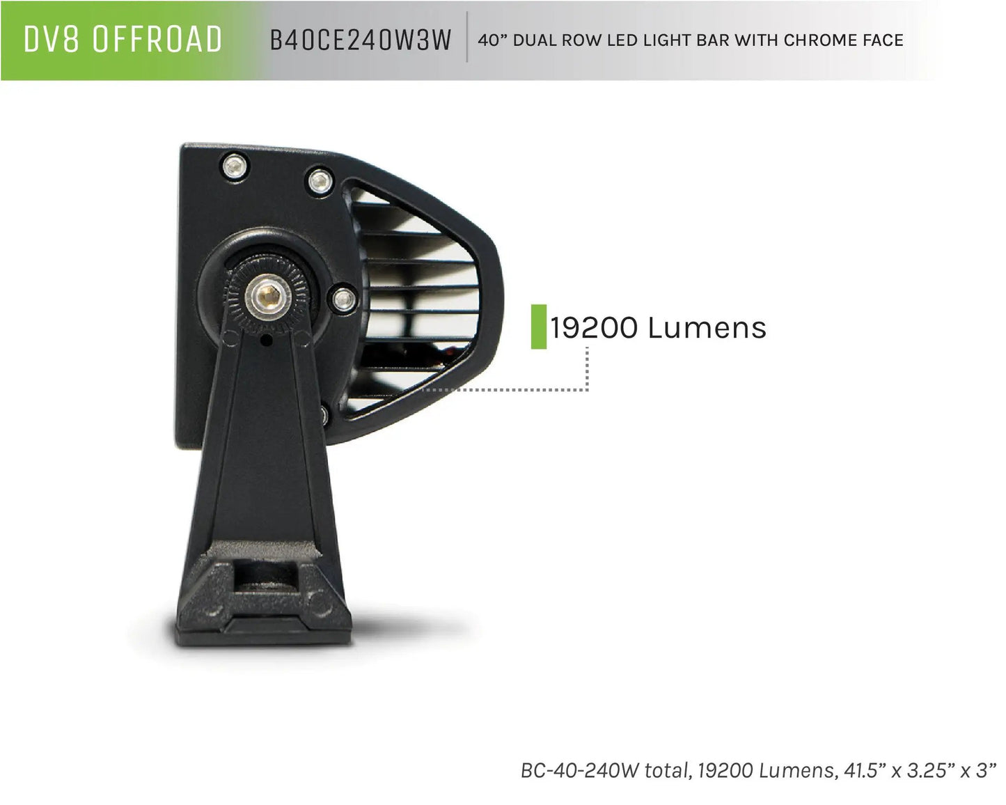 DV8 Offroad 40 in. Dual Row LED Light Bar; Chrome Face by DV8 Offroad