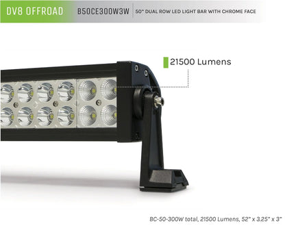 DV8 Offroad 50 in. Dual Row LED Light Bar; Chrome Face
