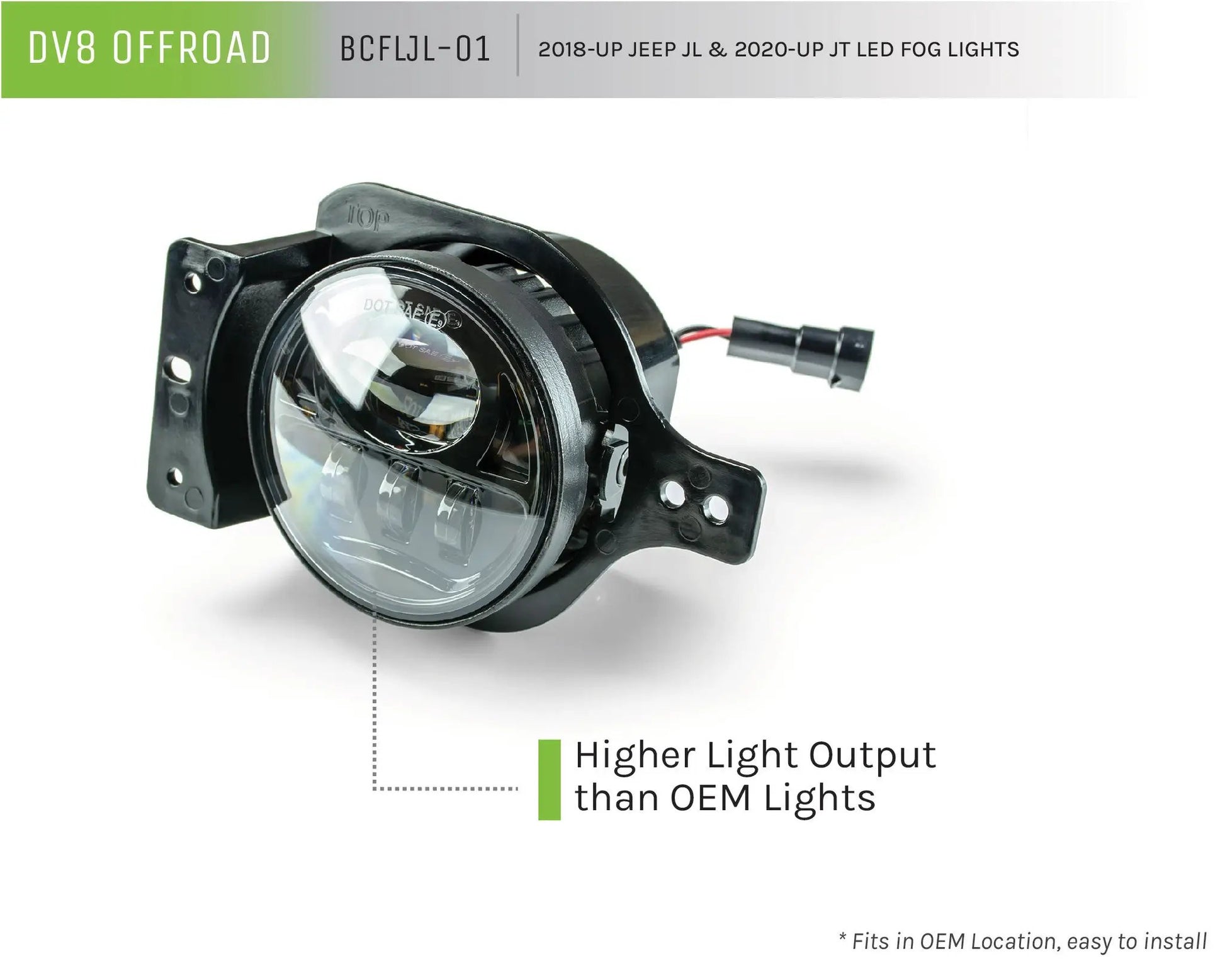 DV8 Offroad Jeep JL/Gladiator LED Fog Light With 2 Brackets by DV8 Offroad