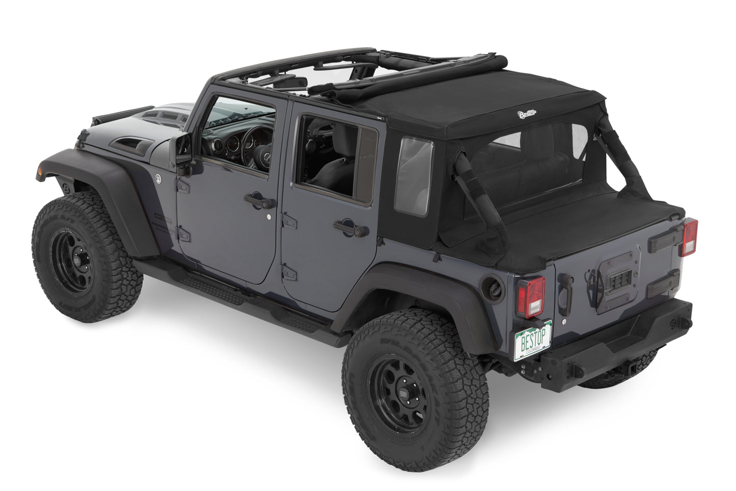 Bestop Halftop Soft Top - Jeep '07-18 Wrangler JK 4-Door (Premium Black Twill)