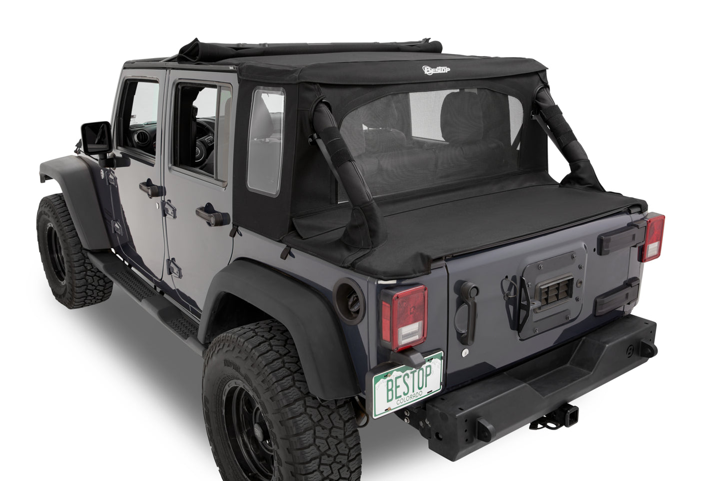 Bestop Halftop Soft Top - Jeep '07-18 Wrangler JK 4-Door (Premium Black Twill)