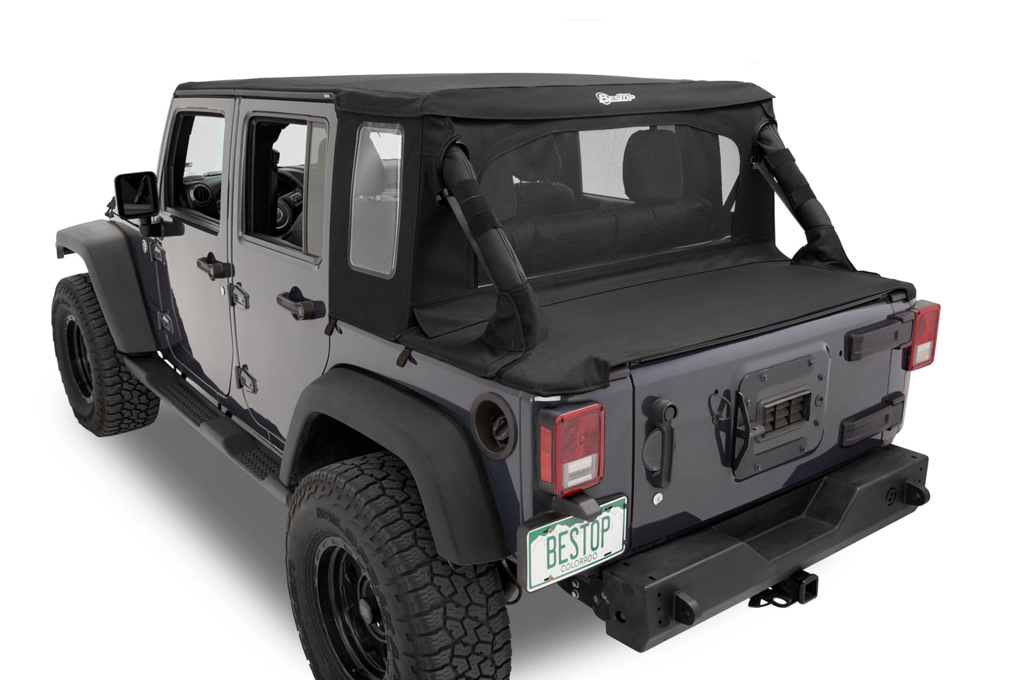 Bestop Halftop Soft Top - Jeep '07-18 Wrangler JK 4-Door (Black Diamond)
