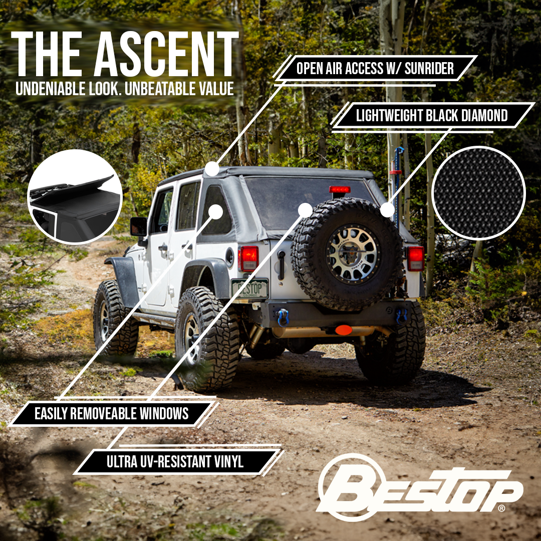 Bestop Ascent - Jeep '07-18 Wrangler JK 4-Door (Black Diamond)