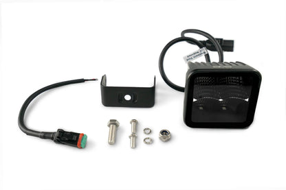 DV8 Offroad The BE3EW40W is a 3in. cube light from the Elite Series lights. Offering a flood beam pattern, the 3in. cube light offers a 4,800 lumen output, a bezel-less IP-68 lens, indirect reflectors, small heat fins & pedestal or side mount options by DV8 Offroad