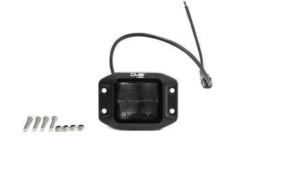 DV8 Offroad 3in. flush mount cube light from the Elite Series lights. Offering a flood beam pattern, the 3in. cube light offers a 4,800 lumen output, a bezel-less IP-68 lens, indirect reflectors, small heat fins & molded mounting plate. by DV8 Offroad