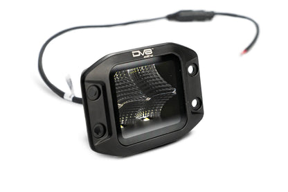 DV8 Offroad 3in. flush mount cube light from the Elite Series lights. Offering a flood beam pattern, the 3in. cube light offers a 4,800 lumen output, a bezel-less IP-68 lens, indirect reflectors, small heat fins & molded mounting plate. by DV8 Offroad