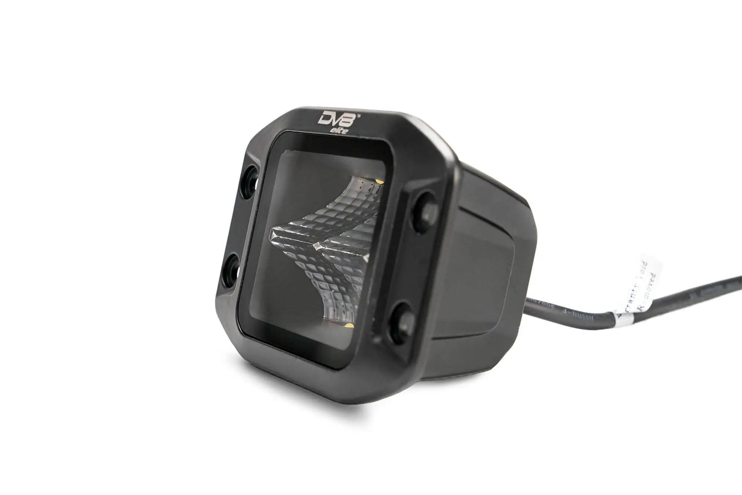 DV8 Offroad 3in. flush mount cube light from the Elite Series lights. Offering a flood beam pattern, the 3in. cube light offers a 4,800 lumen output, a bezel-less IP-68 lens, indirect reflectors, small heat fins & molded mounting plate. by DV8 Offroad