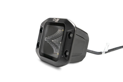 DV8 Offroad 3in. flush mount cube light from the Elite Series lights. Offering a flood beam pattern, the 3in. cube light offers a 4,800 lumen output, a bezel-less IP-68 lens, indirect reflectors, small heat fins & molded mounting plate. by DV8 Offroad