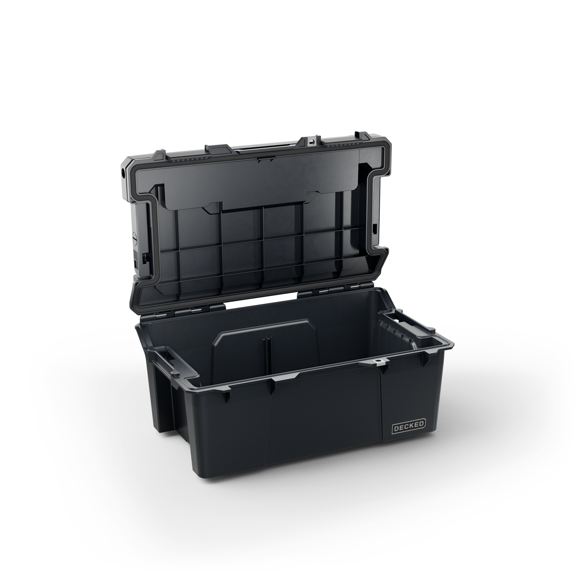 DECKED Sixer 16 Case - Includes one (1) weatherproof 16-liter latching case and one (1) Cargo Tray - In Black with black latches by DECKED