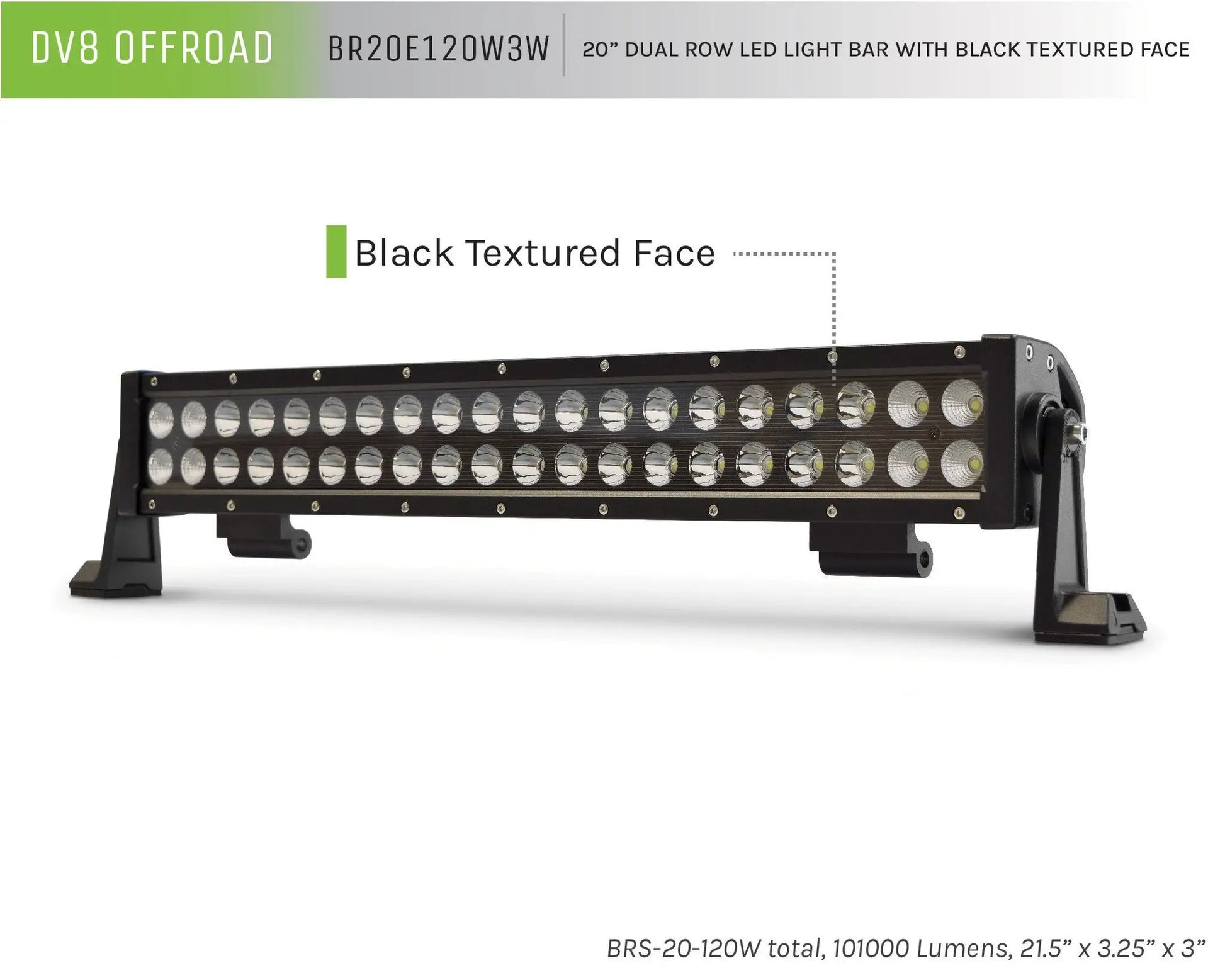DV8 Offroad 20 in. Dual Row LED Light Bar; Black Face by DV8 Offroad