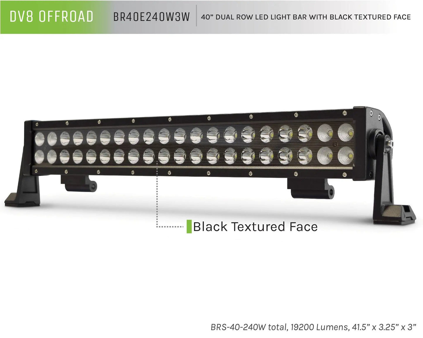 DV8 Offroad 40 in. Dual Row LED Light Bar; Black Face by DV8 Offroad