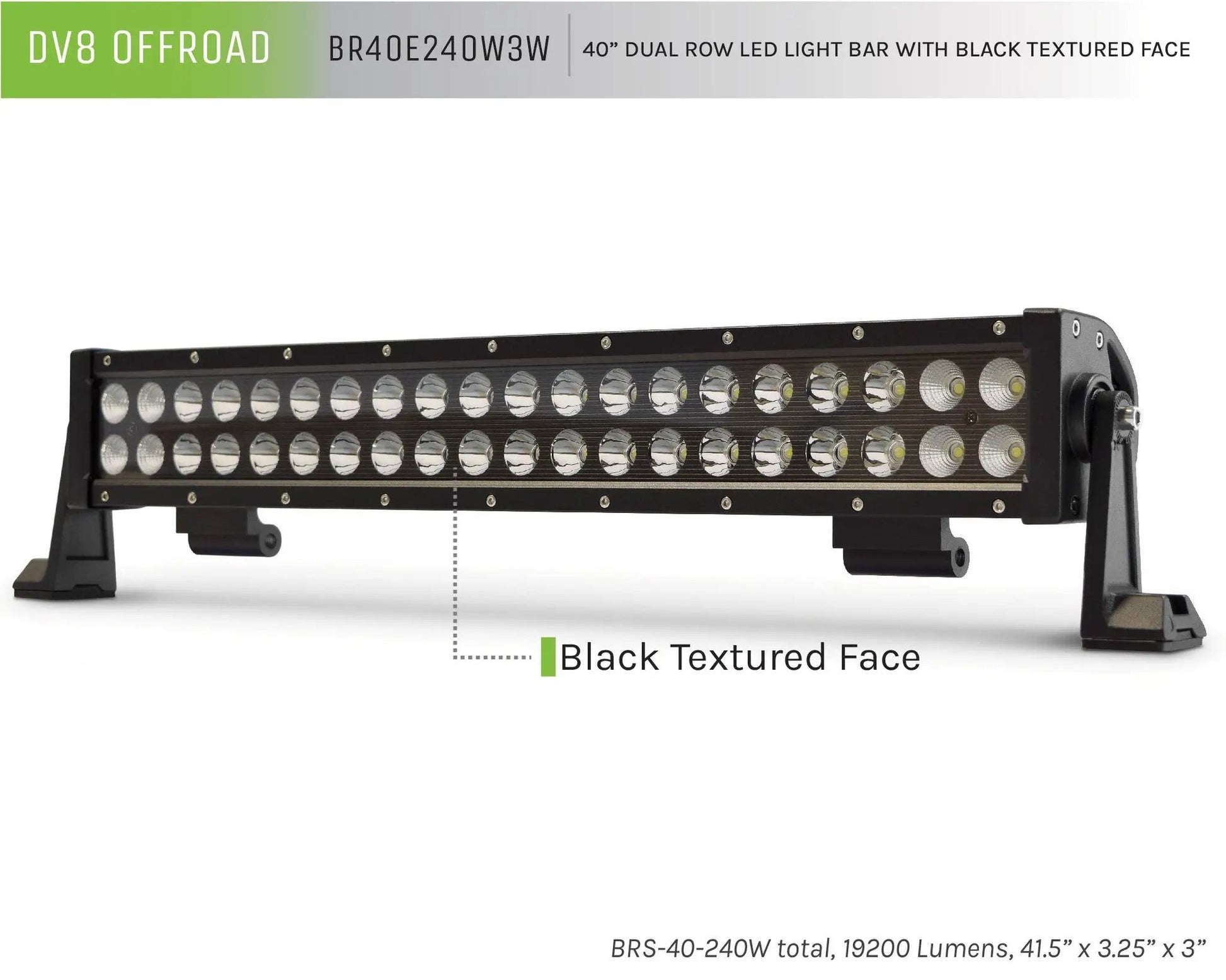 DV8 Offroad 40 in. Dual Row LED Light Bar; Black Face by DV8 Offroad