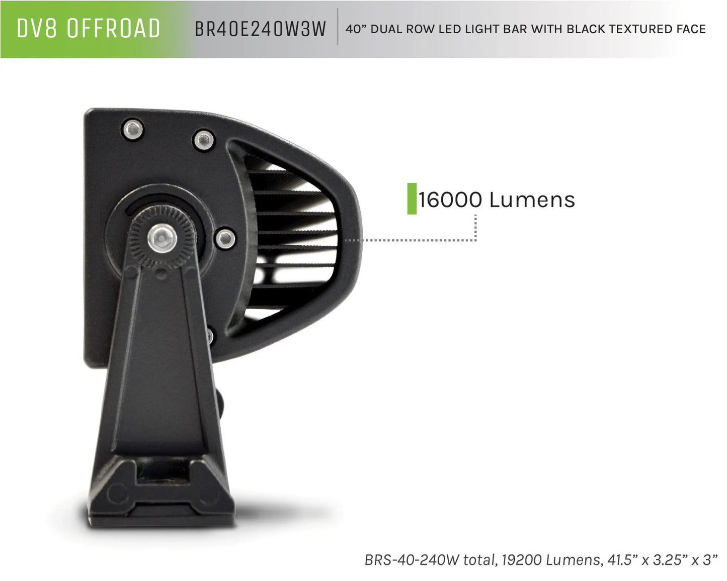 DV8 Offroad 40 in. Dual Row LED Light Bar; Black Face by DV8 Offroad