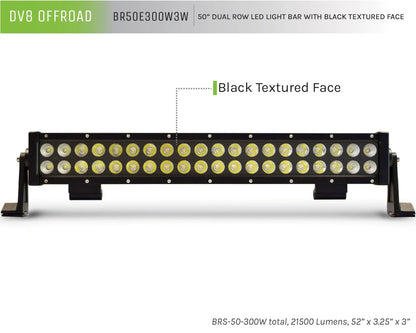 DV8 Offroad 50 in. Dual Row LED Light Bar; Black Face