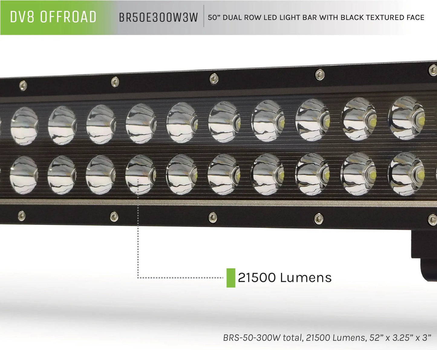 DV8 Offroad 50 in. Dual Row LED Light Bar; Black Face