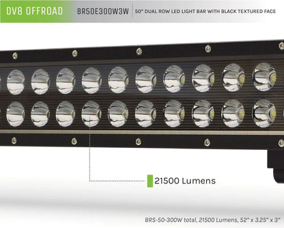 DV8 Offroad 50 in. Dual Row LED Light Bar; Black Face