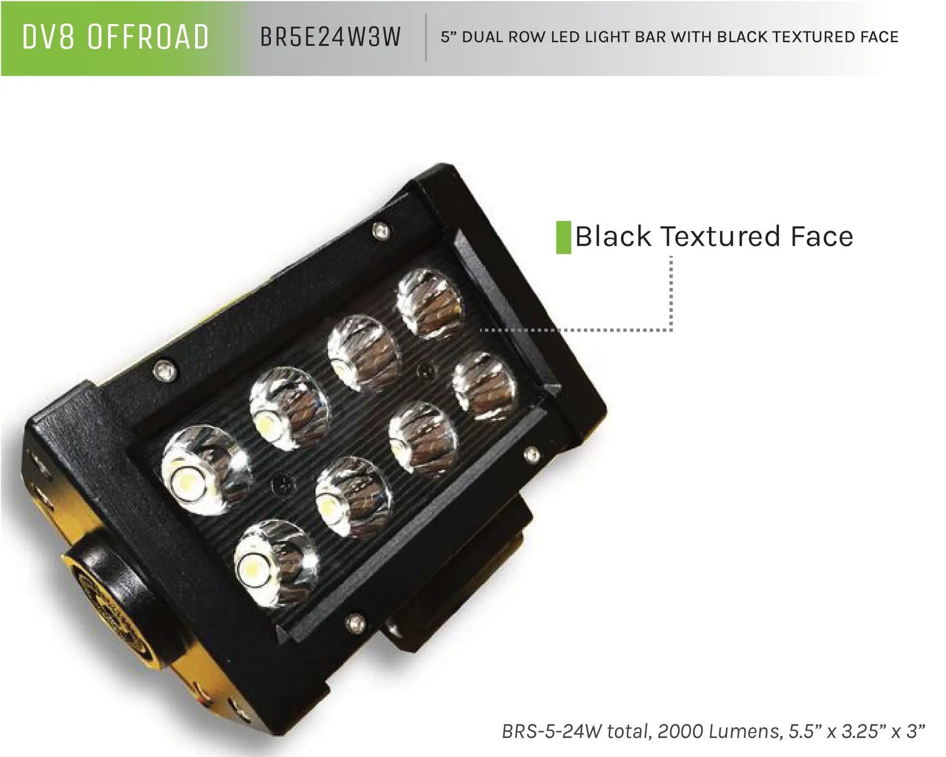 DV8 Offroad 5 in. Dual Row LED Light Bar; Black Face by DV8 Offroad