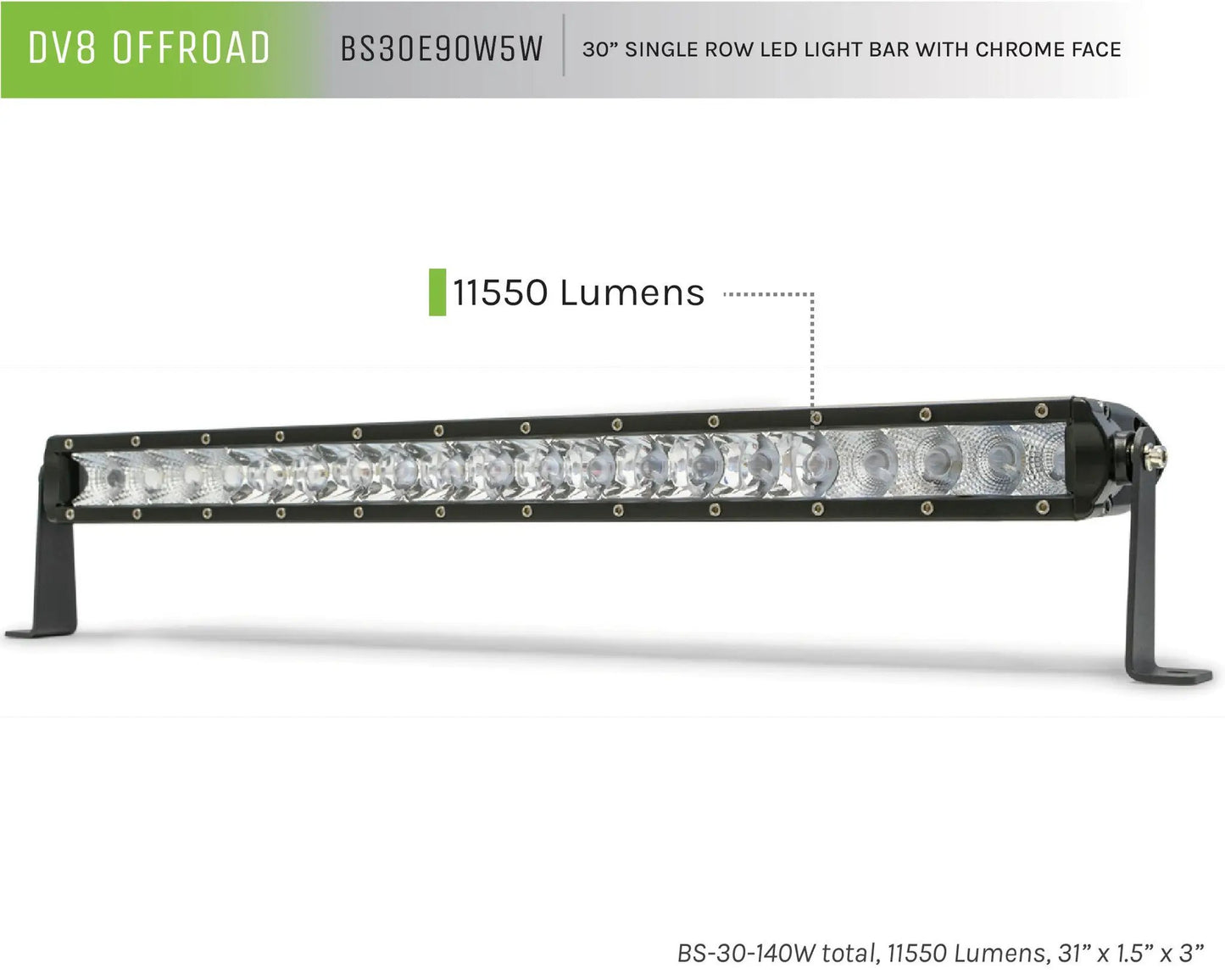 DV8 Offroad Single Row Led Light Bar With Chrome Face by DV8 Offroad