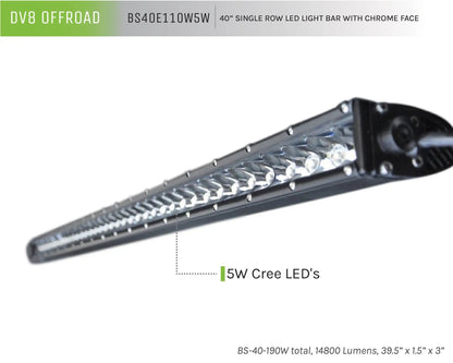 DV8 Offroad 40 in. Single Row LED Light Bar; Chrome Face by DV8 Offroad