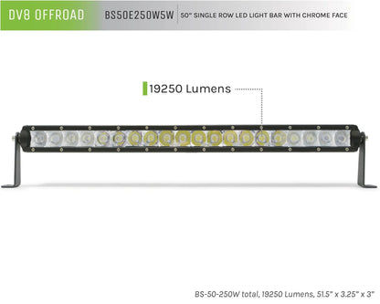 DV8 Offroad 50 in. Single Row LED Light Bar; Chrome Face by DV8 Offroad