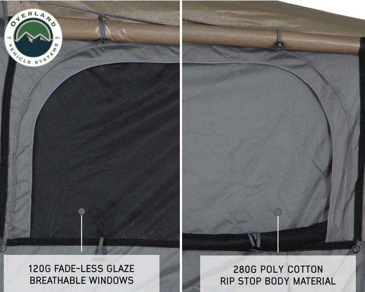 OVS HD Bushveld 2 - Cantilever Hard Shell Roof Top Tent, 2 Person, Grey Body & Green Rainfly by OVS