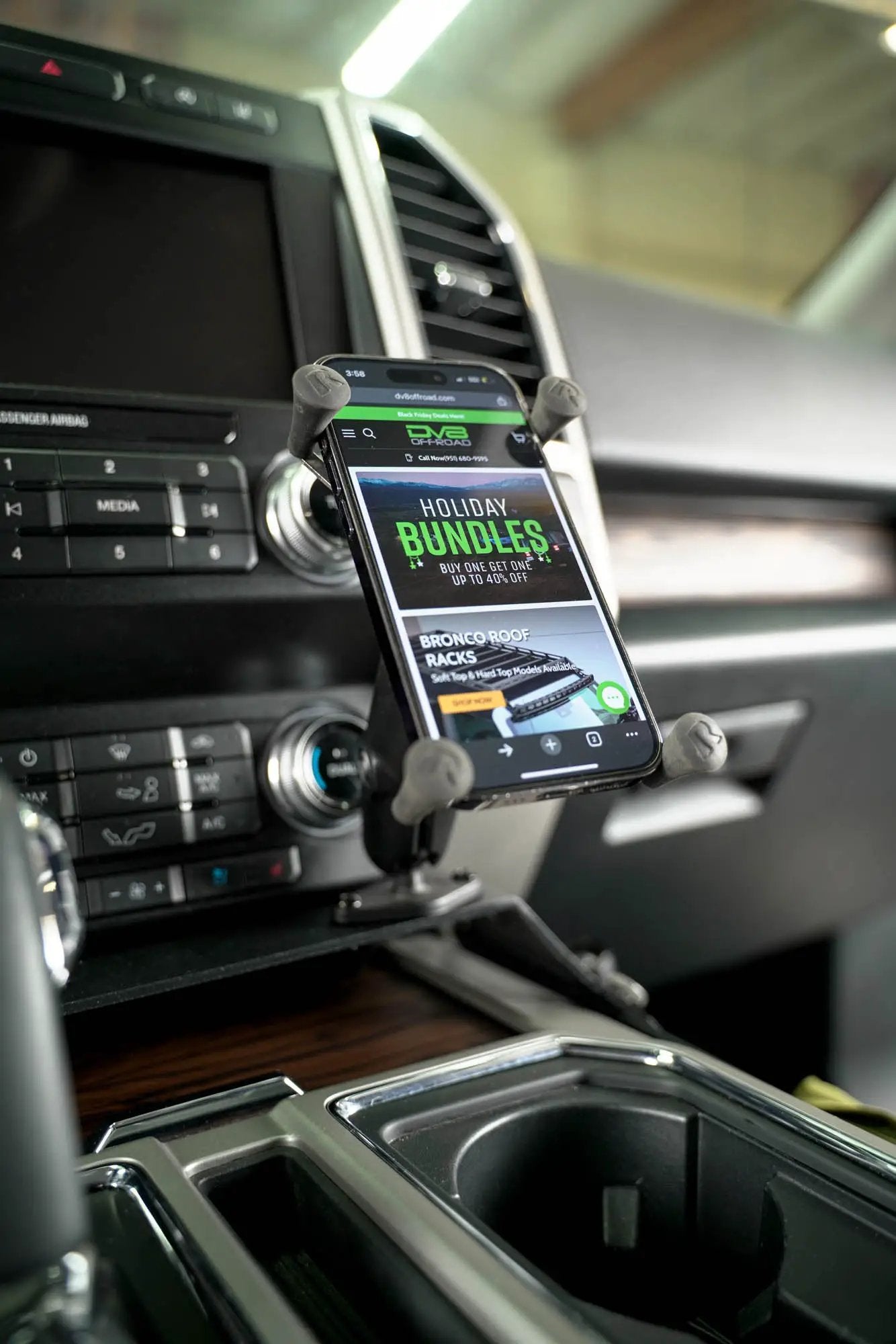 DV8 Offroad 2015-2020 Ford F-150 & 2017-2021 F-250/350 Center Console Molle Panels & Device Mount by DV8 Offroad
