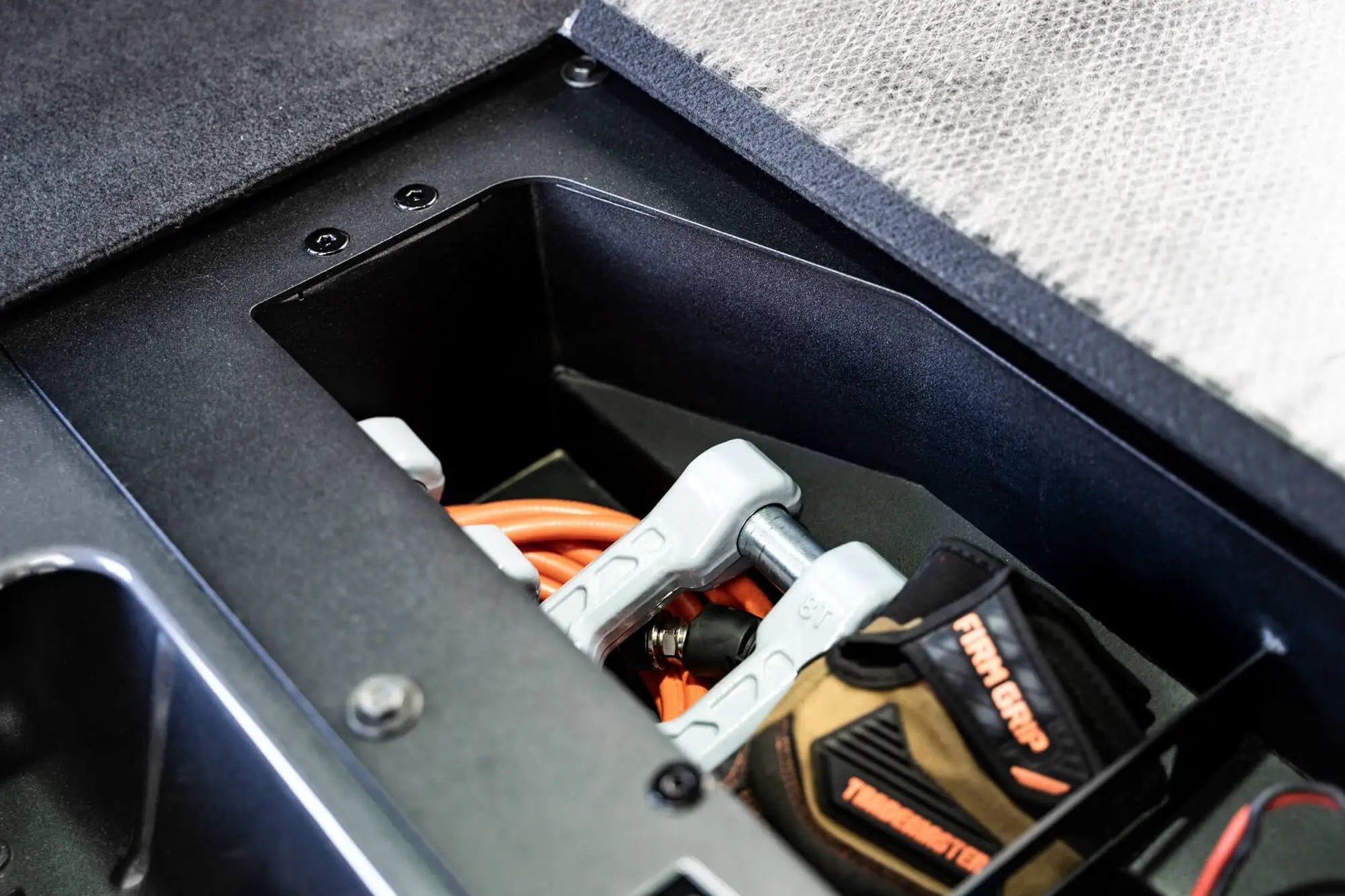 DV8 Offroad Hides the compressor in a convenient spot utilizing the factory mounting location. by DV8 Offroad