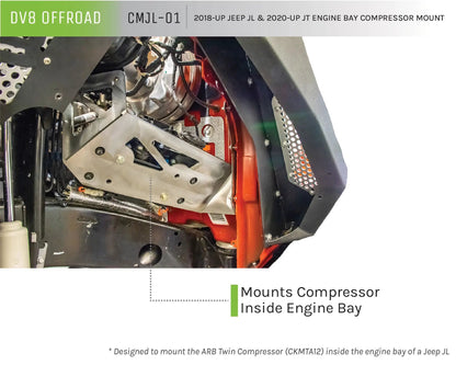 DV8 Offroad Jeep JL/Gladiator Engine Bay Compressor Mount by DV8 Offroad