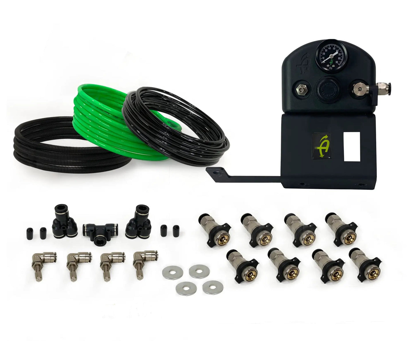 UDA 4 Tire Inflation System - Tacoma Engine Bay Mount With Box, Fittings, Hoses & Storage Bag - Black by UDA