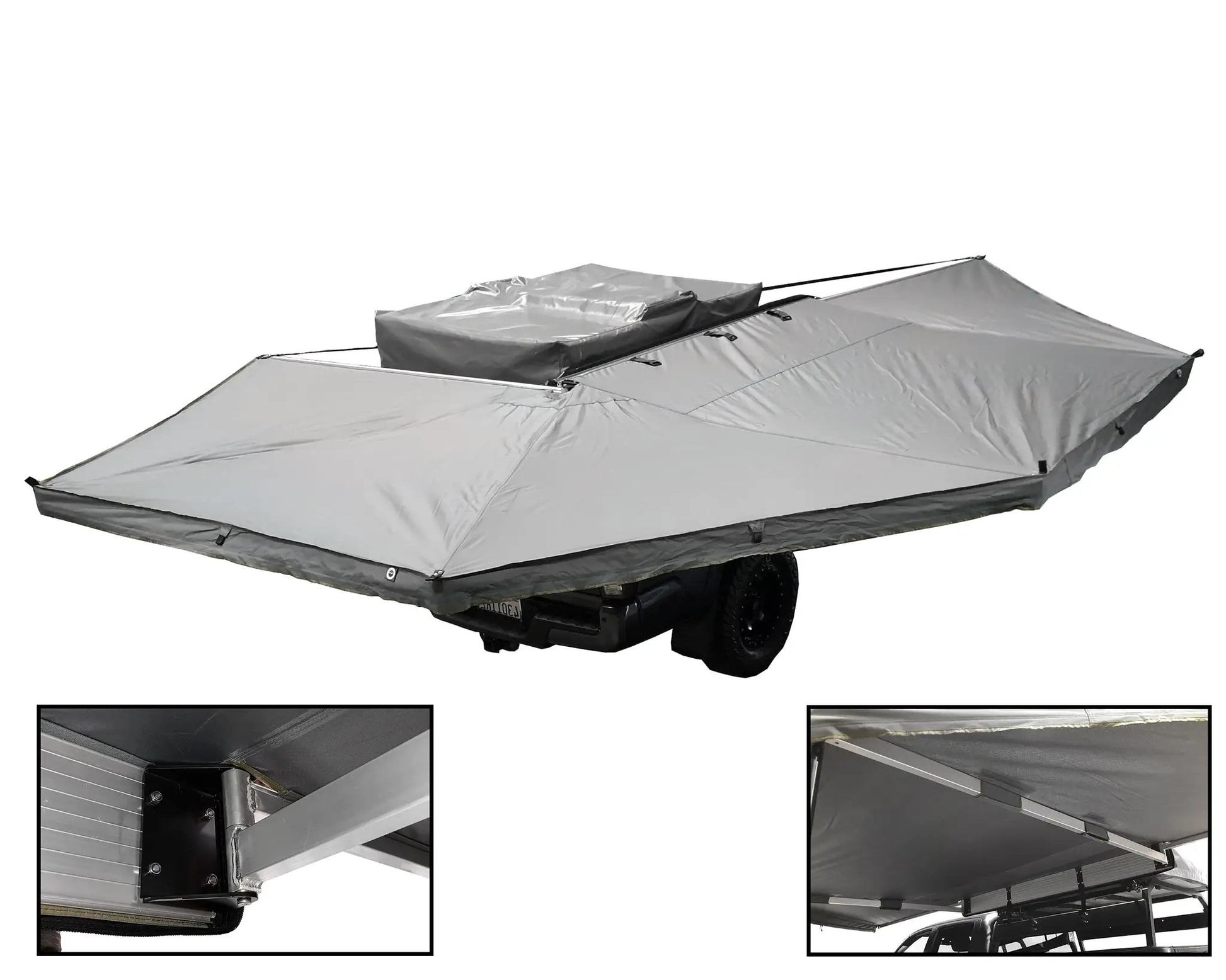 OVS HD Nomadic 270 - Awning, Driver Side, Grey Body, Green Trim & Black Travel Cover - No Brackets, No Hardware, No Accessories by OVS