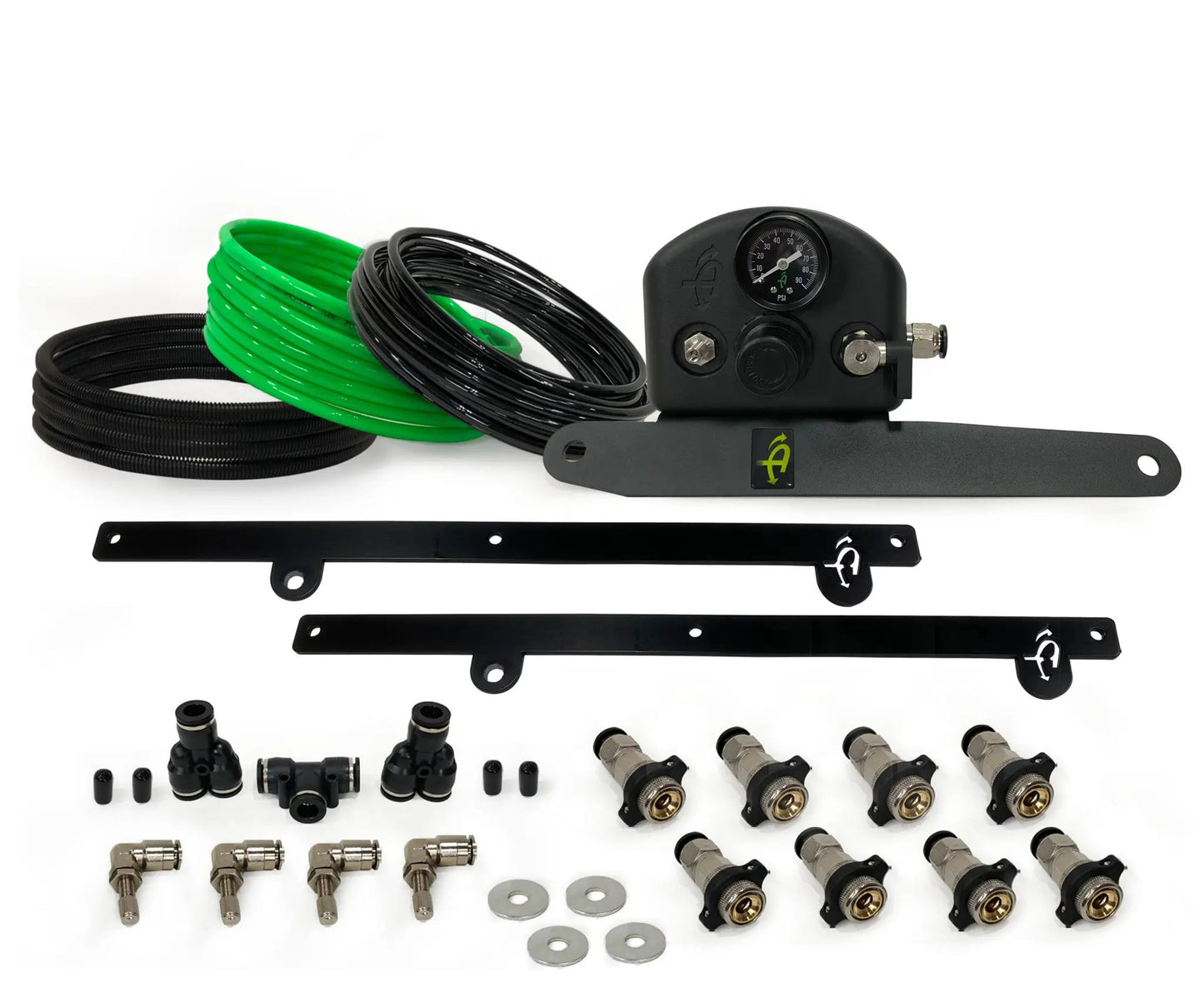 UDA 4 Tire Inflation System - Engine Mount With Box, Fittings, Hoses & Storage Bag - Black by UDA