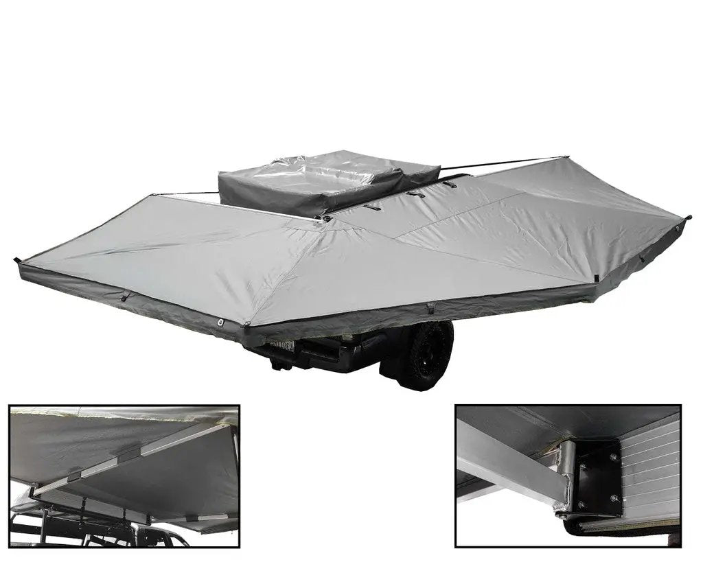 OVS HD Nomadic 270 - Awning, Passenger Side, Grey Body, Green Trim & Black Travel Cover by OVS