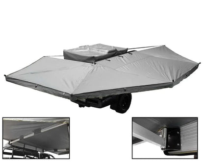OVS HD Nomadic 270 - Awning, Passenger Side, Grey Body, Green Trim & Black Travel Cover by OVS