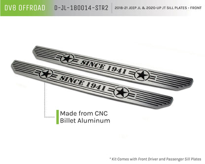 DV8 Offroad Jeep JL/Gladiator Front Sill Plates with in.Since 1942 in. Logo by DV8 Offroad