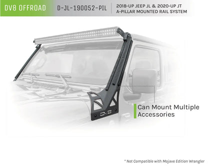 DV8 Offroad Jeep JL/Gladiator A-Pillar Mounted Rail System by DV8 Offroad