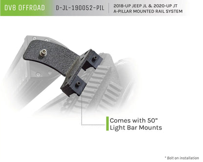 DV8 Offroad Jeep JL/Gladiator A-Pillar Mounted Rail System by DV8 Offroad