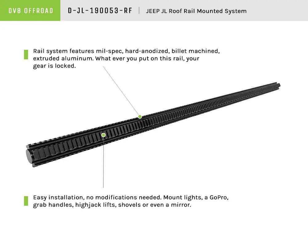 DV8 Offroad 18-21 Jeep Wrangler JL Roof Rail Mounted System by DV8 Offroad