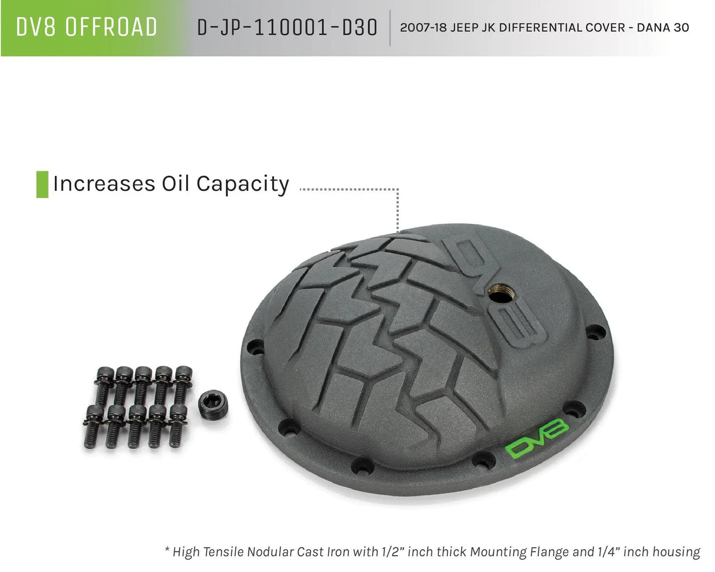 DV8 Offroad 07-18 Jeep JK W/ D30 AXLE Differential Cover; Dana 30 by DV8 Offroad