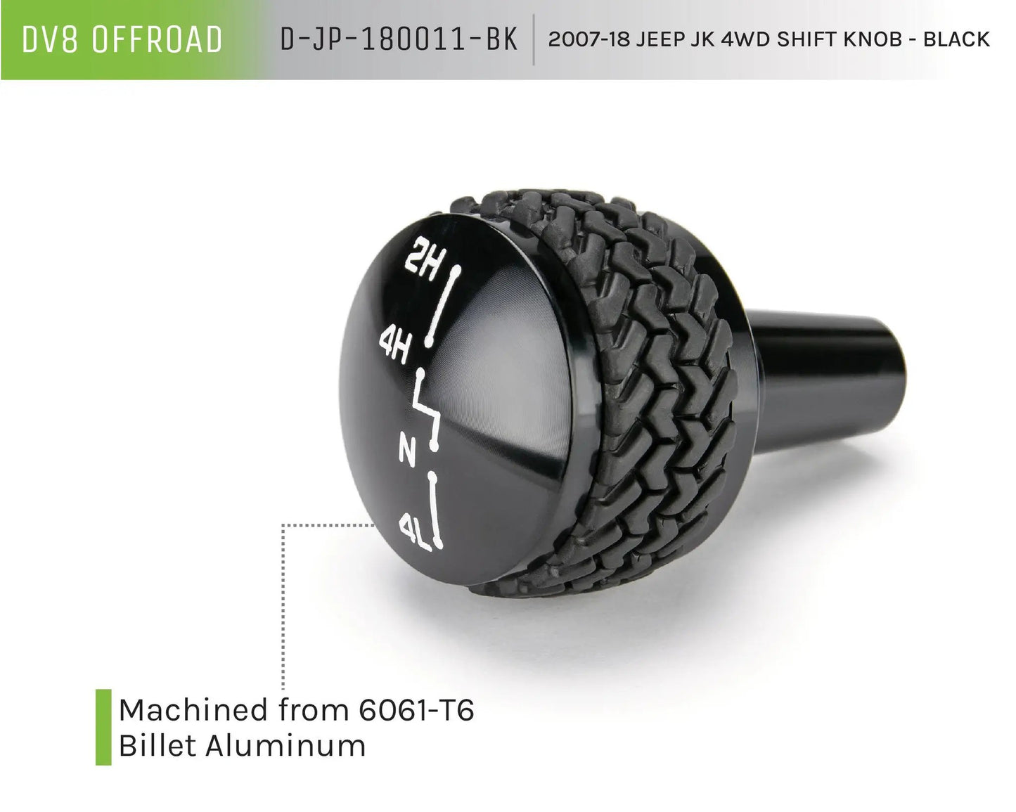 DV8 Offroad 07-18 Jeep JK 4WD Shift Knob; Black by DV8 Offroad