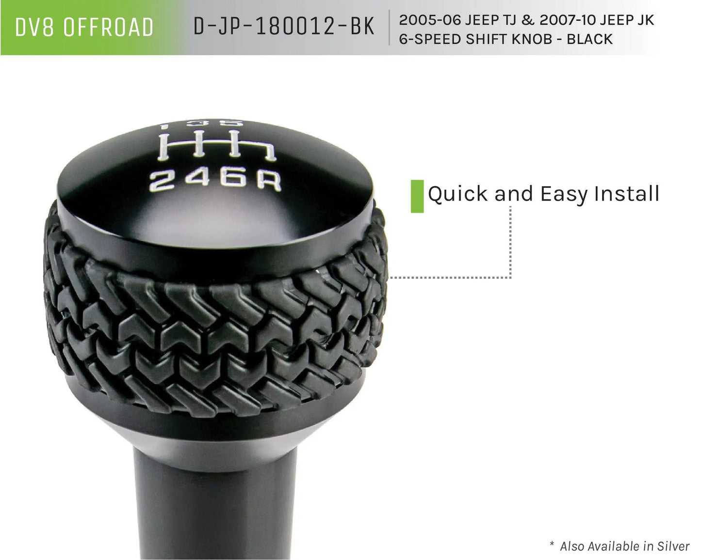 DV8 Offroad 05-06 Jeep TJ/07-10 Jeep JK 6-Speed Shift Knob; Black by DV8 Offroad
