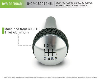 DV8 Offroad 05-06 Jeep TJ/07-10 Jeep JK 6-Speed Shift Knob; Silver by DV8 Offroad